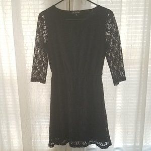 Black lace party dress with 3/4 sleeves M